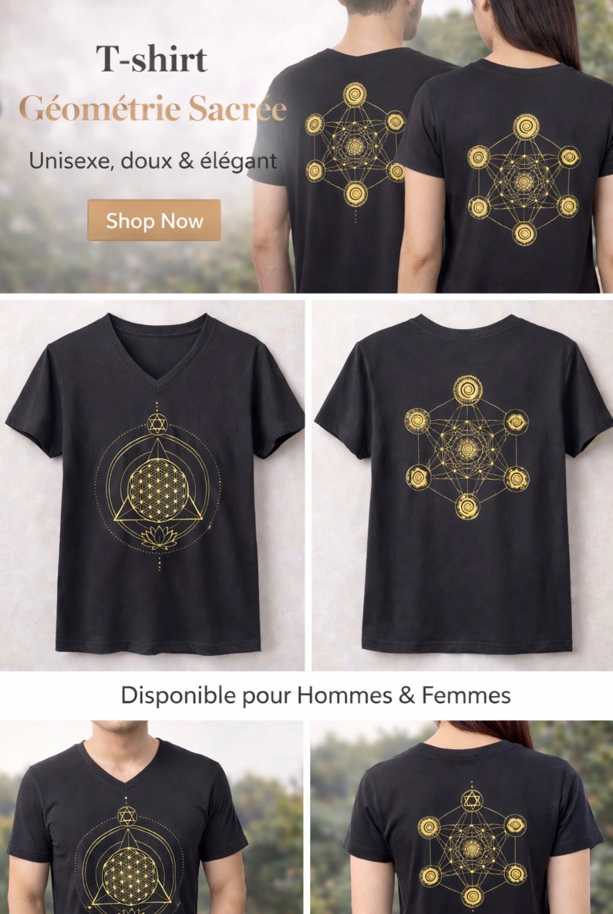 T-shirt géométrie sacré 100% coton – Image 1