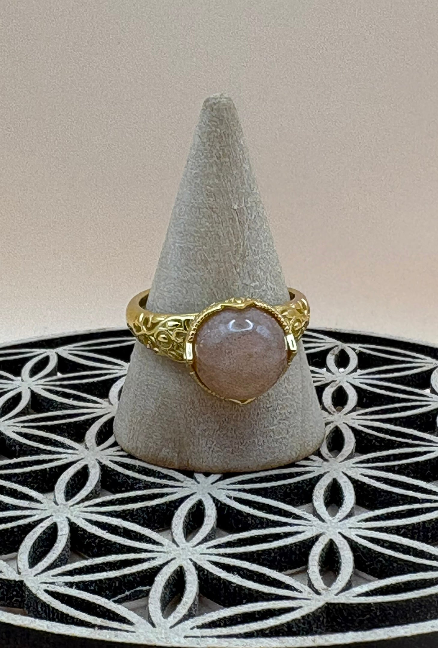 bague pierre de lune abricot – Image 1