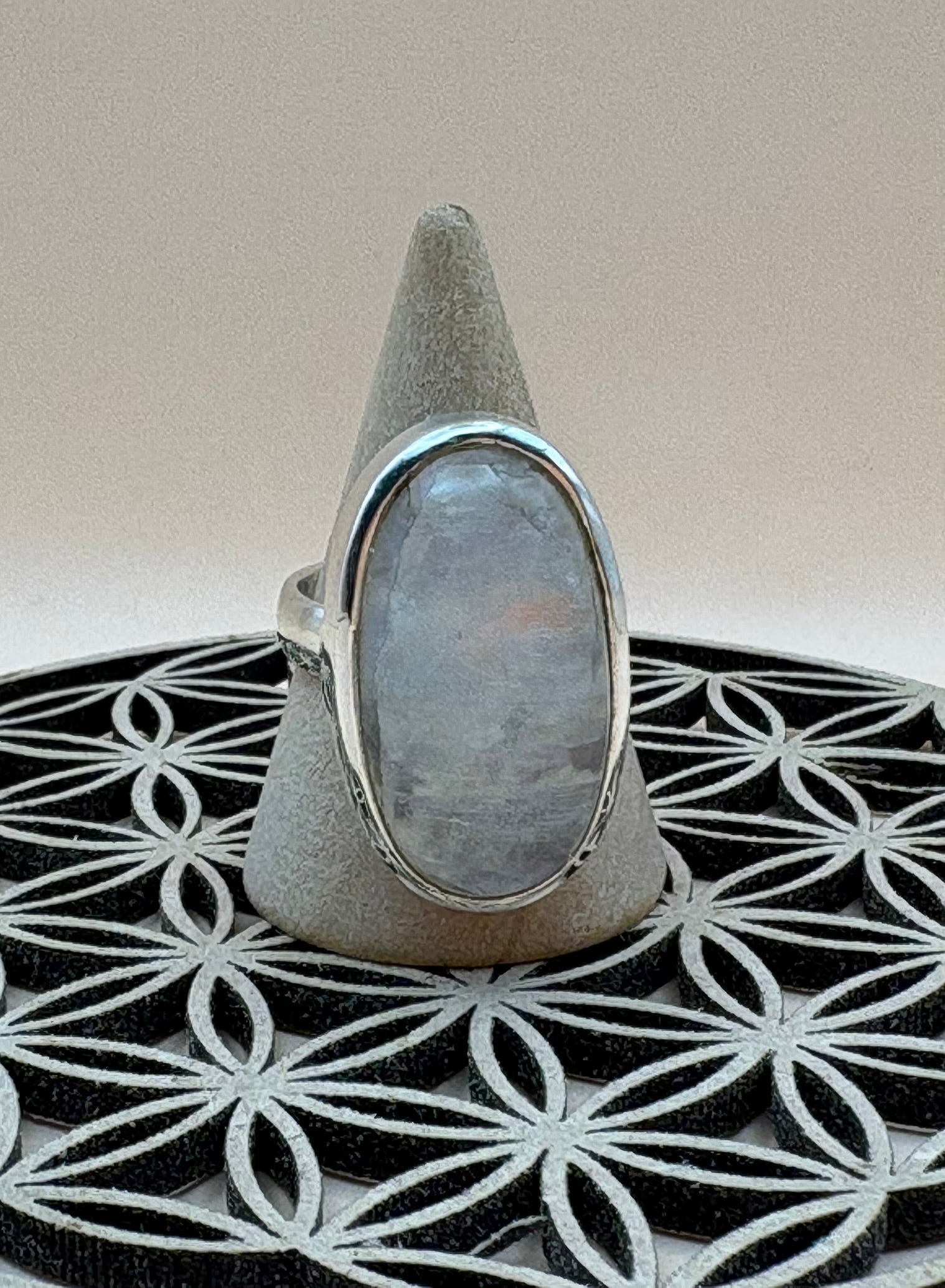 bague pierre de lune blanche – Image 1