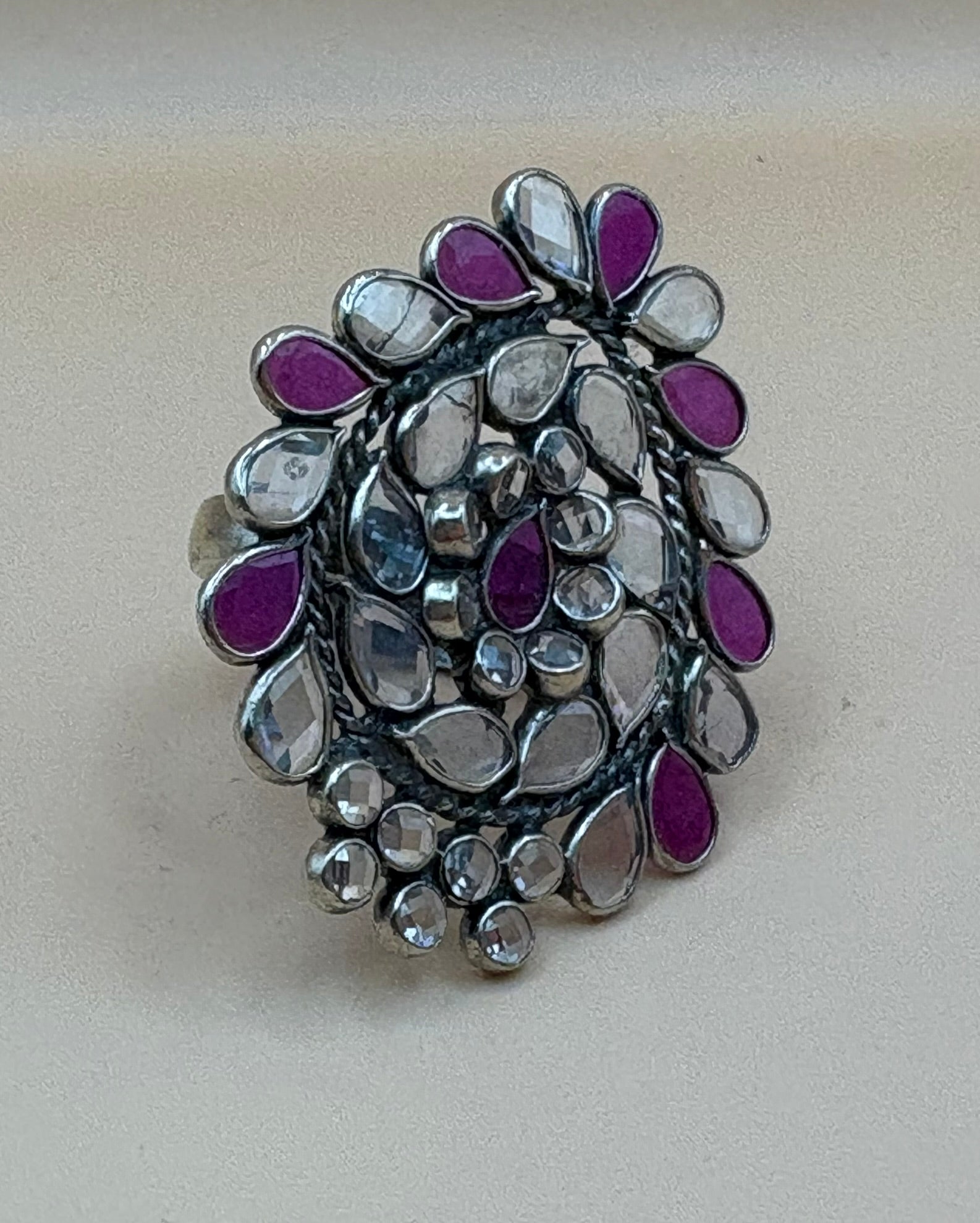 bague cristal de roche, rubis – Image 1