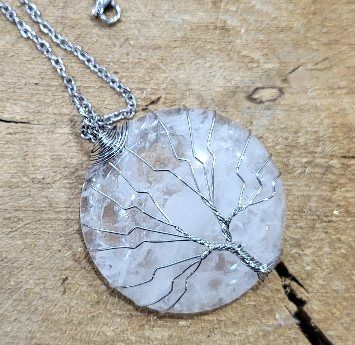 Pendentif arbre de vie cristal de roche pierre "énergie" – Image 1