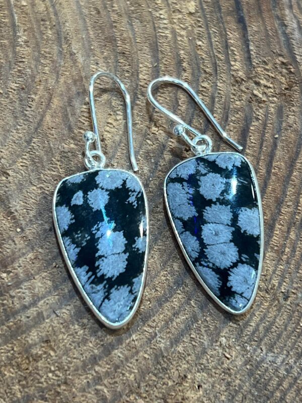 boucles d'oreilles obsidienne neige