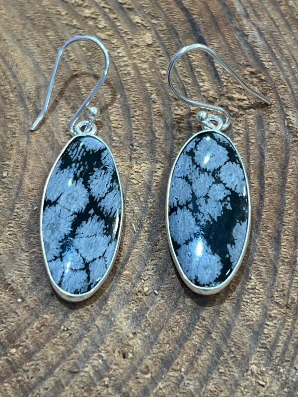 boucles d'oreilles obsidienne neige