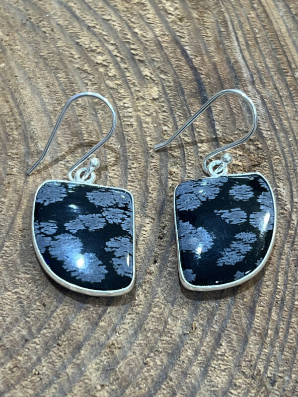 boucles d'oreilles obsidienne neige