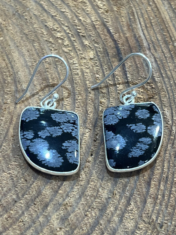 boucles d'oreilles obsidienne neige