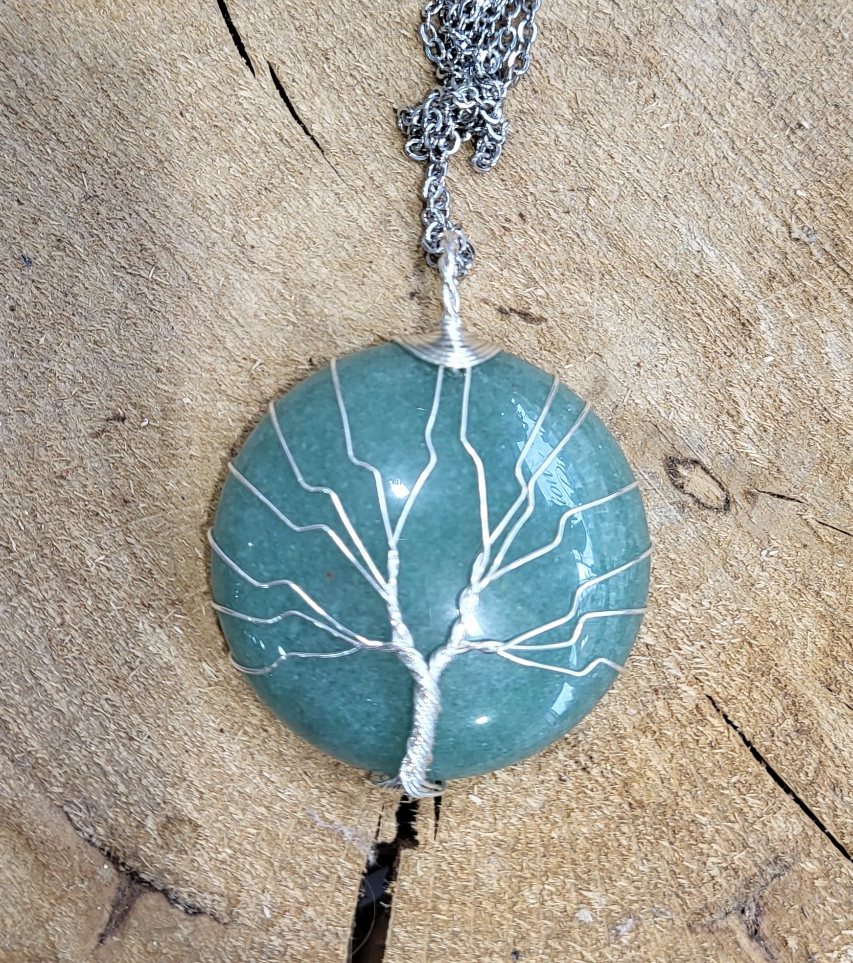 Pendentif arbre de vie Pierre "chance" Aventurine verte – Image 1