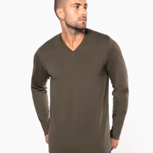 T-shirt col V manches longues homme – Image 1
