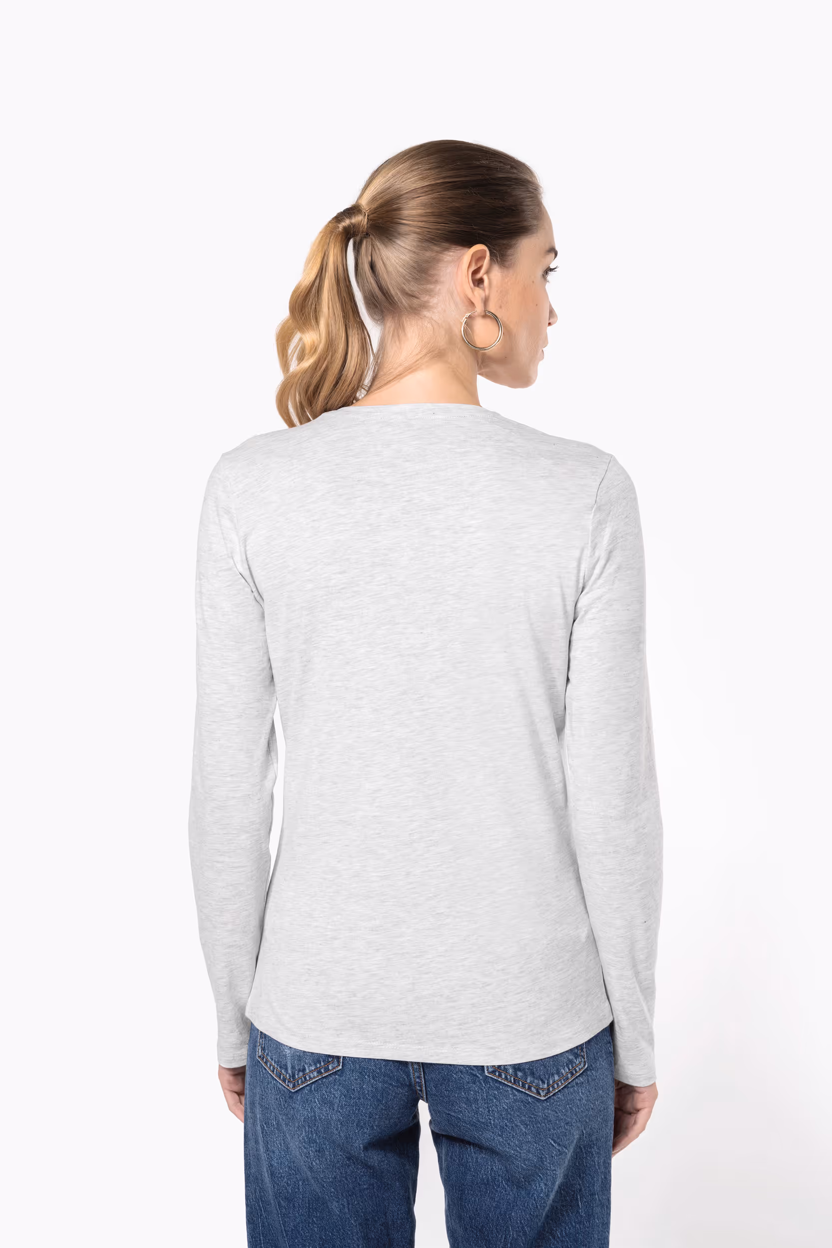 T-shirt col V manches longues femme – Image 2