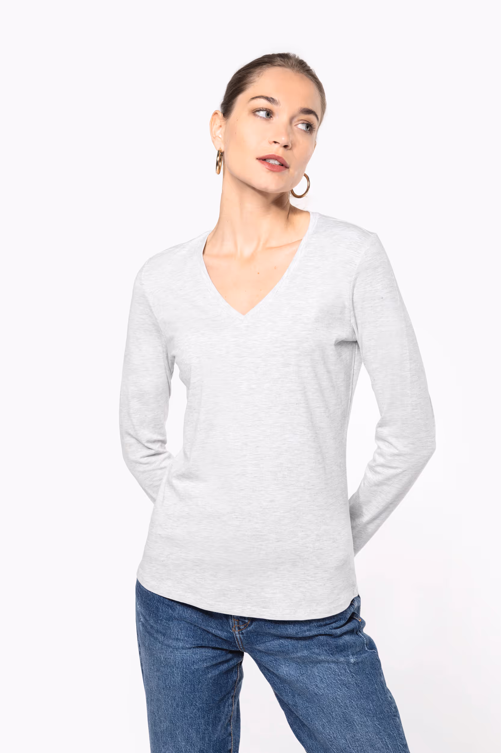 T-shirt col V manches longues femme – Image 5