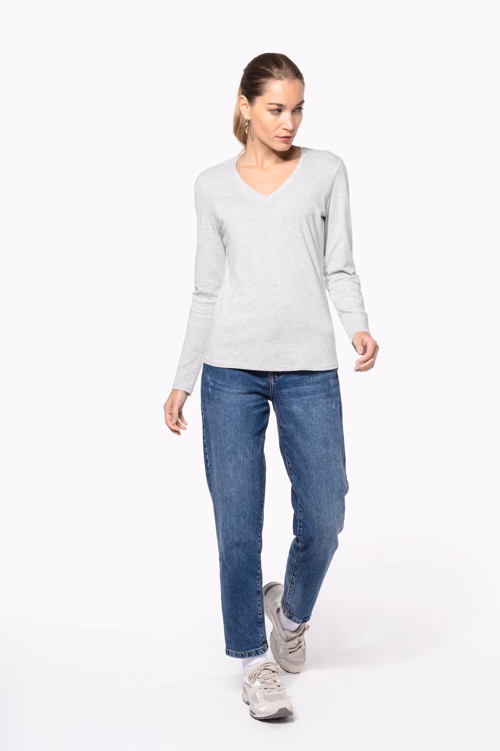 T-shirt col V manches longues femme – Image 6