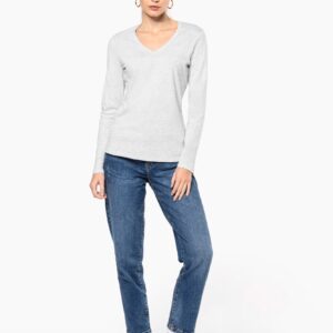 T-shirt col V manches longues femme – Image 9