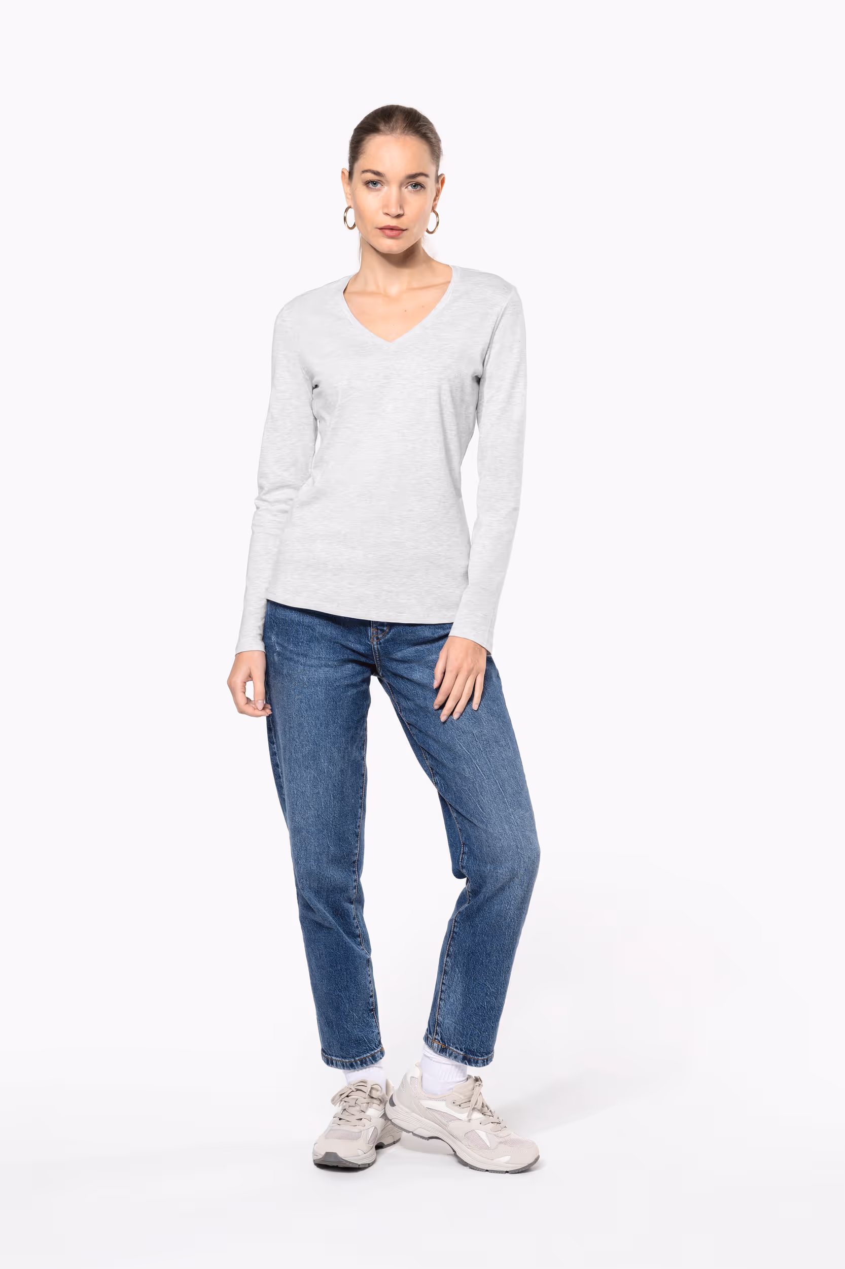 T-shirt col V manches longues femme – Image 9