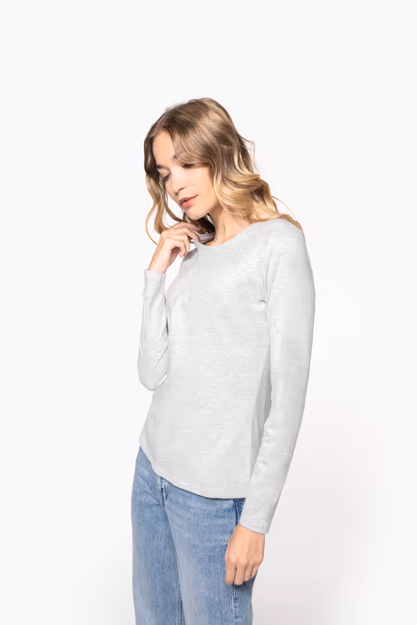 T-shirt col rond manches longues femme