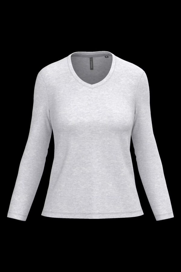 T-shirt col V manches longues femme