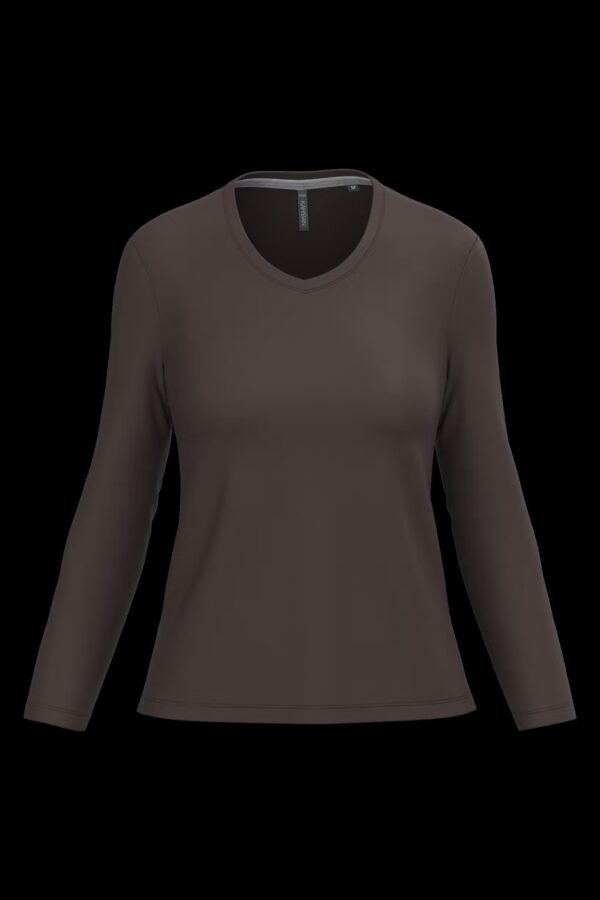 T-shirt col V manches longues femme