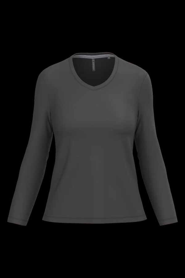 T-shirt col V manches longues femme