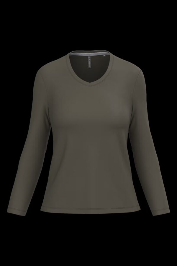 T-shirt col V manches longues femme