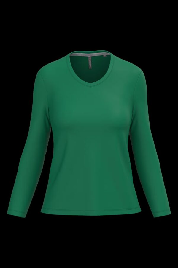 T-shirt col V manches longues femme