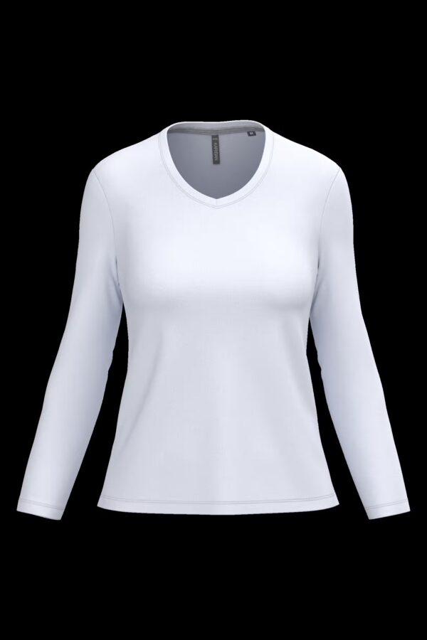 T-shirt col V manches longues femme