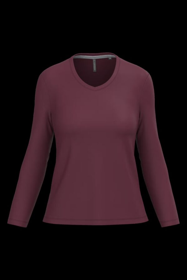 T-shirt col V manches longues femme