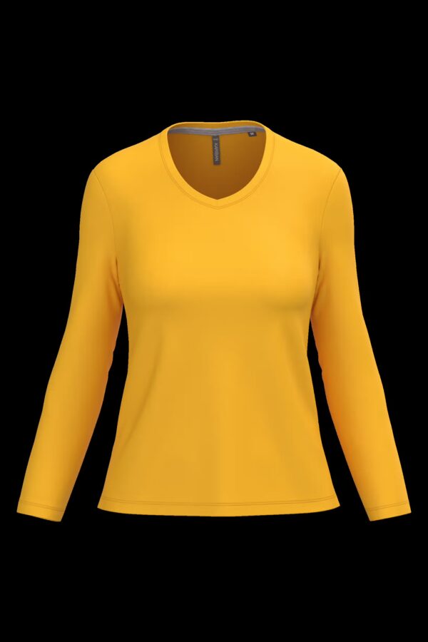 T-shirt col V manches longues femme